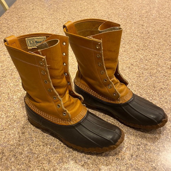L. L. Bean Vintage Bean Leather Rubber Duck Boots W’s 8 - Picture 1 of 17